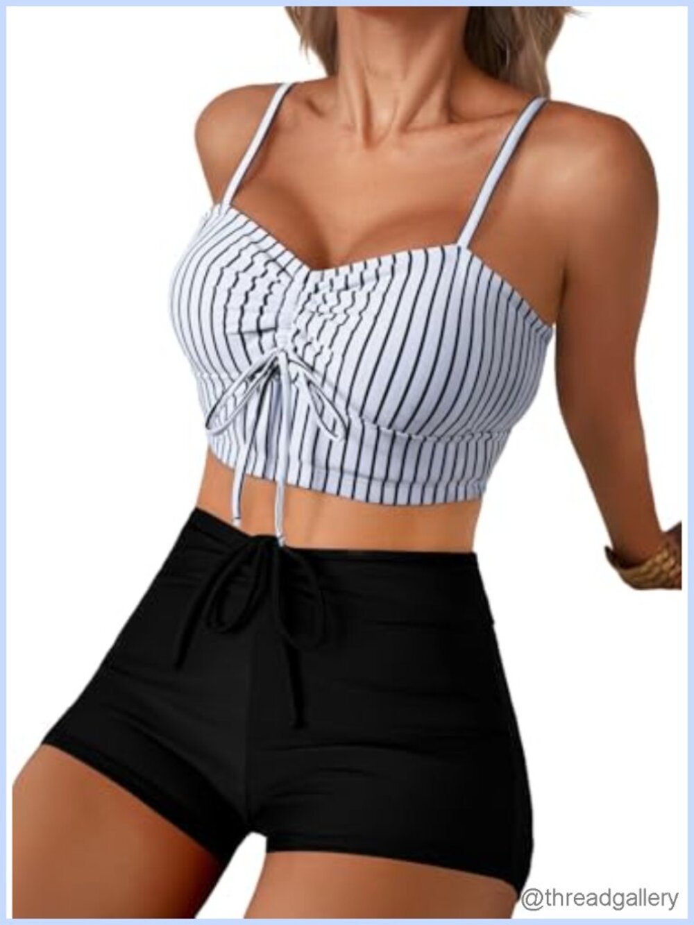 High Waisted Bikini Set Women Two Piece Swimsuits with Shorts Full Coverage